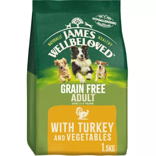 1.5kg james wellbeloved grain free adult complete dry dog food biscuits turkey image 2