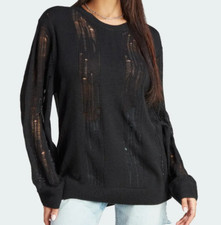 Adidas Originals BV Knit Distressed Sweater Women's Ribbed 100 Cotton Sz L NWT