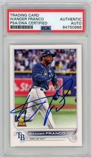 2022 TOPPS #215 WANDER FRANCO RAYS AUTOGRAPHED SIGNED BASEBALL CARD RC PSA