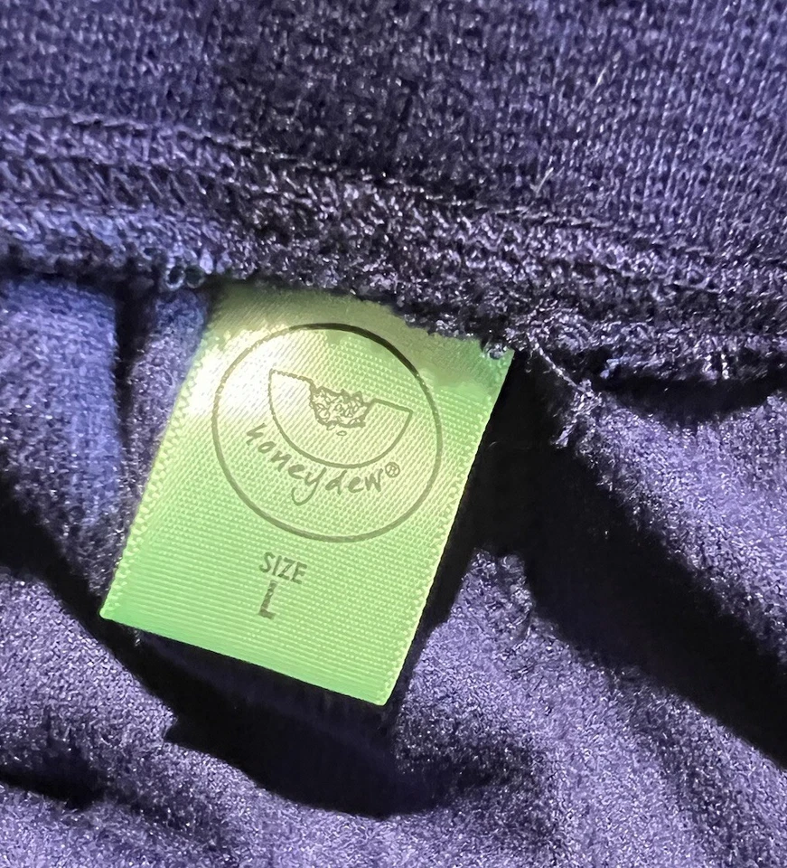 Pantalones de pijama Honeydew talla grande joggers azul marino terciopelo cintura elástica cordón Foto 3 de 4