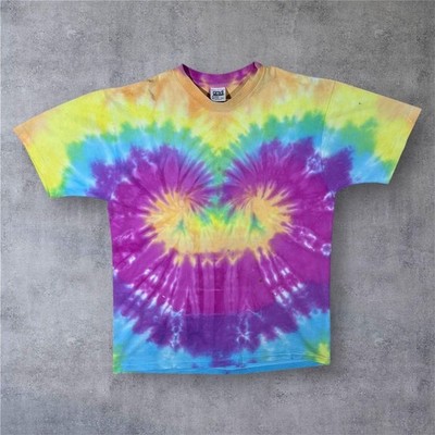 Vintage 90 s Anvil Multi Colour Custom Tie Dye Blank Single Stitch T-Shirt XL L