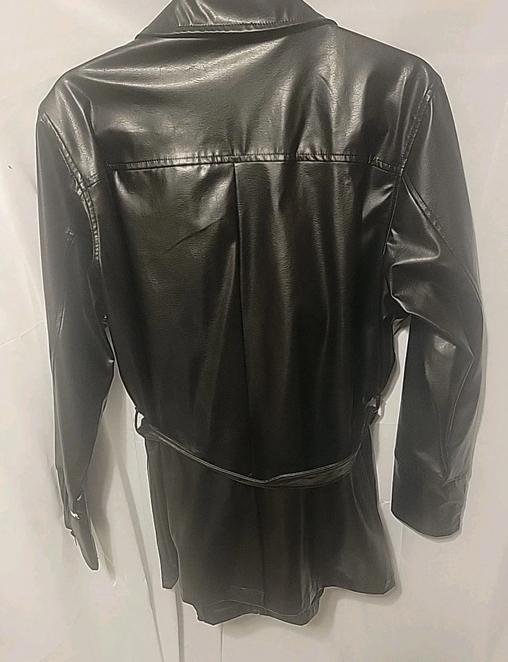 Chaqueta Negra De Colección Estilo Matrix Mangas Largas con Cremallera Talla 18 Cinturón Foto 4 de 4