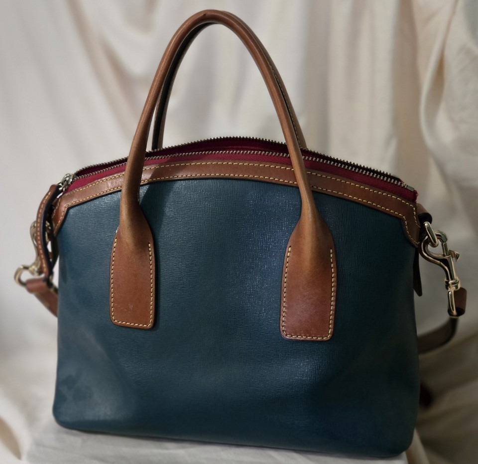 Dooney And Bourke Camden Saffiano Domed Crossbody Caramel Leather