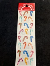 NEW Vintage Mrs. Grossman’s Christmas Sticker Strip - Colorful Candy Canes