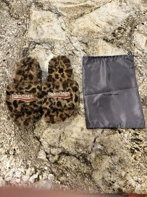 Balenciaga Leopard Faux Fur Slide Slippers - Brown and Black Balenciaga Faux Fur leopard Flat Slippers Brown Black Men | eBay main image 3