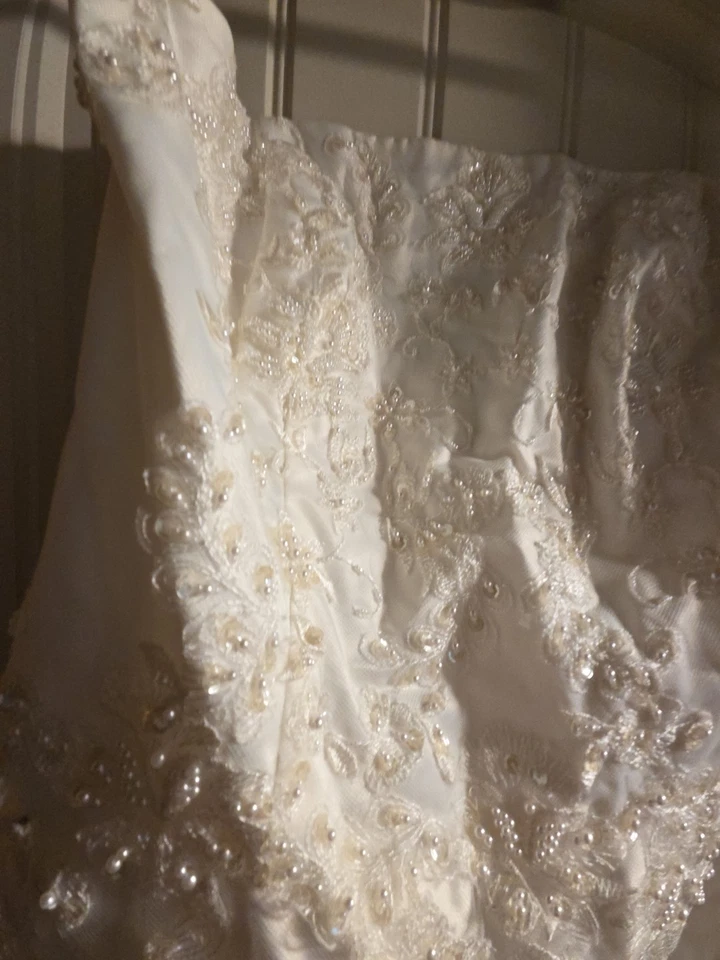 Dineh's Collection Wedding Dress, Ivory Straples Embroidered With Shawl Size 16 - Image 3 of 4