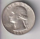 1961-D WASHINGTON QUARTER 25¢ DENVER 90% SILVER COIN UNITED STATES MINT