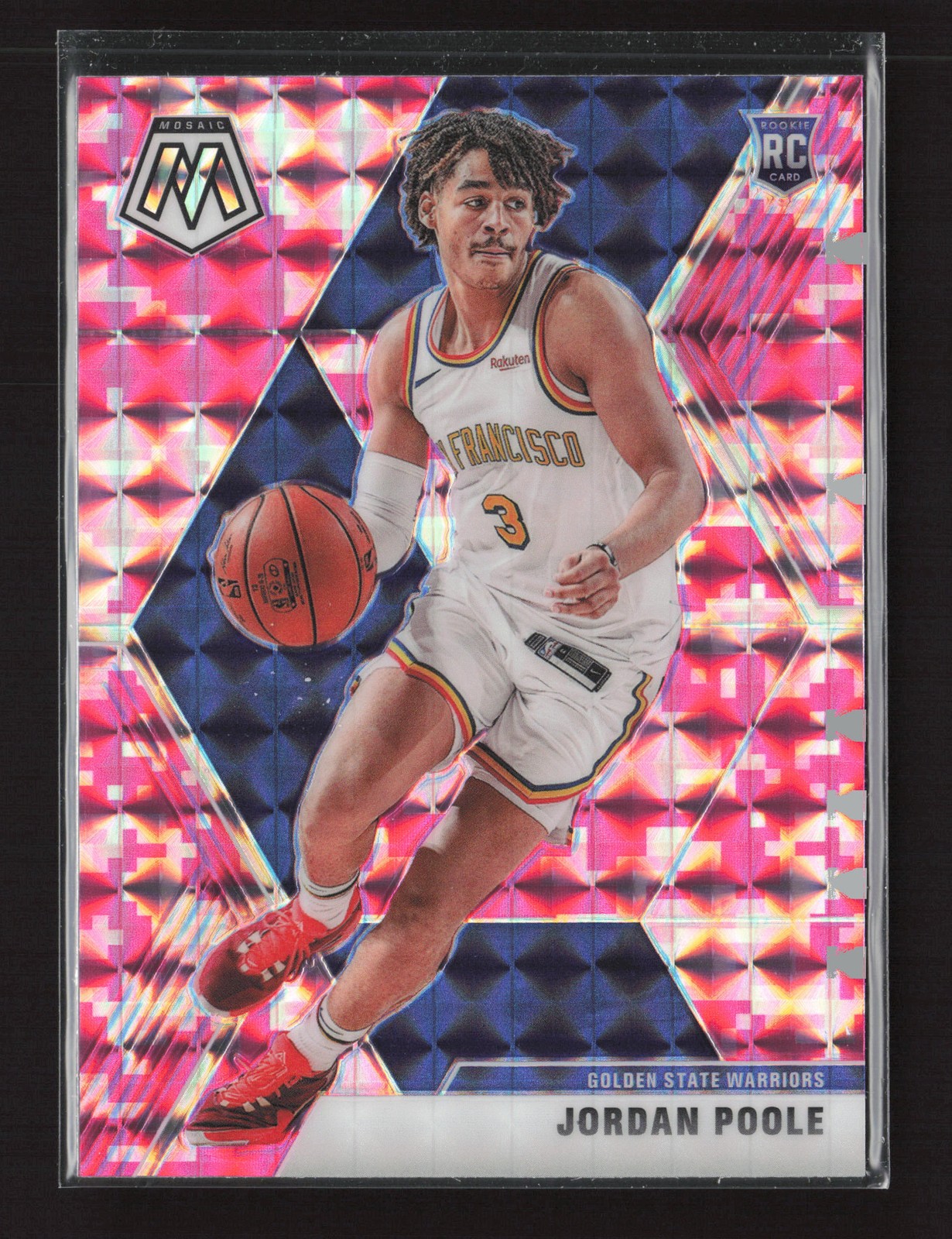Jordan Poole 2019-20 Panini Mosaic #228 Camo Pink RC TYJ