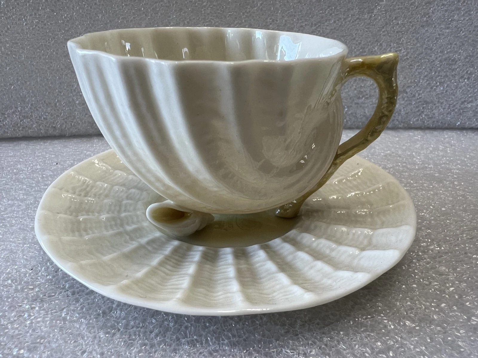 Vintage Belleek Neptune DEMITASSE Cup & Saucer Green Mark (1965-1980) - Picture 1 of 13