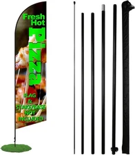 Anley Feather Flagpole Set - Assembled Flutter Banner Pole Set (Flagpole ONLY)