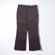 Sears 1970s Kings Road Bootcut Slacks Pants Large Gray Checked Houndstooth Perma