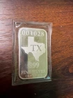 U.S. State Silver Bar, TX, Texas, 1 Full Troy oz .999 Silver