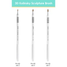 PANA USA 3D Kolinsky Nail Art Sculpture Brush Silver Metal with Non-Slip Handle