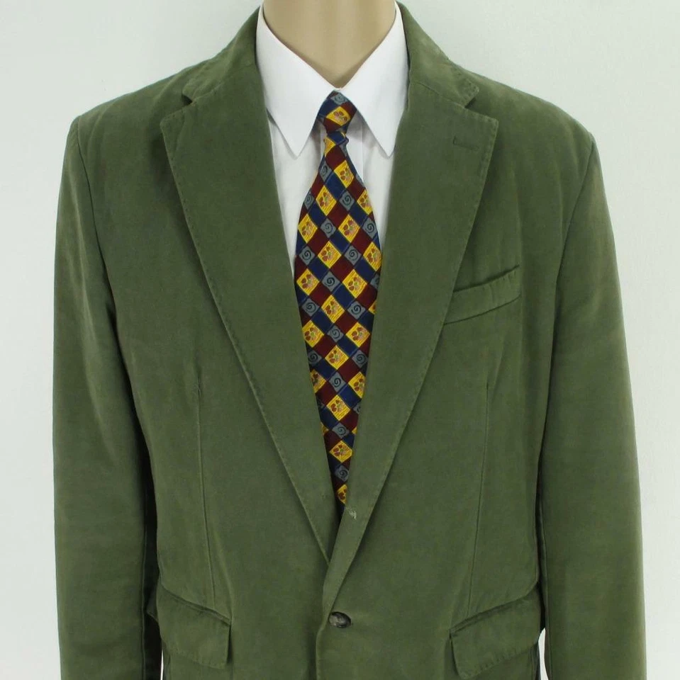 42 R Banana Republic Khaki Green Pure Cotton 2 Btn Mens Safari Jacket Sport Coat