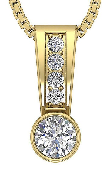 Fashion Pendant Necklace SI1 G 0.40 Carat Round Cut Diamond 14K Yellow Gold