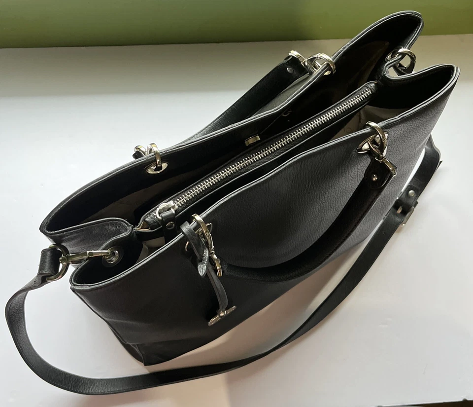 Bolso de mano PULICATI ITALY Pelletterie de cuero con asas dobles con correa negro Foto 4 de 4