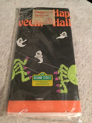 Vintage Halloween Designware Paper Tablecloth Cover. 54x96''. Sesame Street. New!