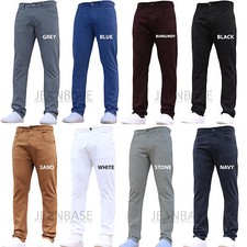 Mens Designer Trousers Chinos Stretch Slim Fit Jeans Pants All Waist & Sizes