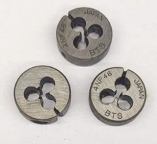 3 BTS 4-48 NF Round Dies 13/16" OD Screw Adjustable Die Carbon Steel Japan