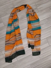 Multi-color Striped Semi Sheer Scarf.       Size 71x25