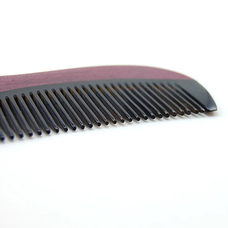 Handmade Purpleheart Buffalo Horn Fine Tooth Hair Beard Comb Massager Brush - Image 2 of 4