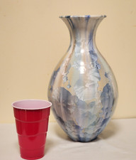 PHIL MORGAN MultiColor Crystalline Pottery 1999  13” Vase EXCELLENT COND.