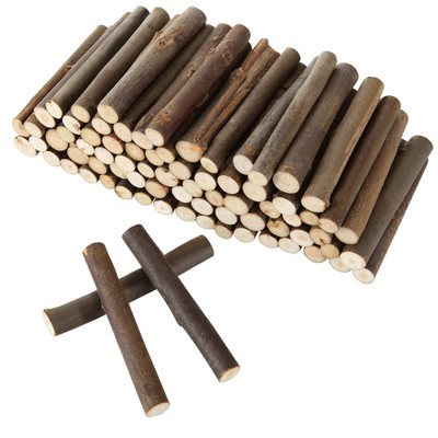 100pcs 4'' Birch Wood Craft Sticks 0.4''-0.6'' for DIY Rustic Projects