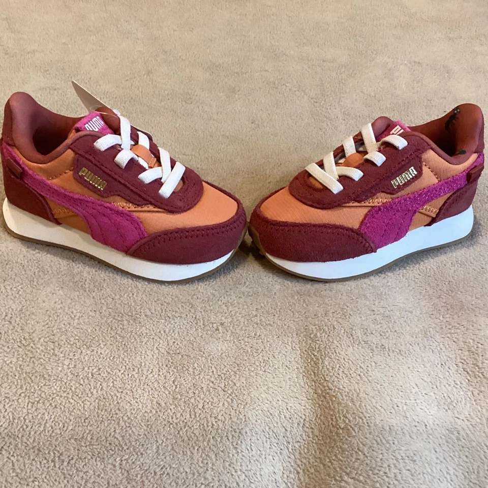 Puma Kids Future Rider TINY AC, EE. UU. Talla 5C, Reino Unido 4, UE 20, Naranja, Melocotón, Rosa Caliente Foto 3 de 4