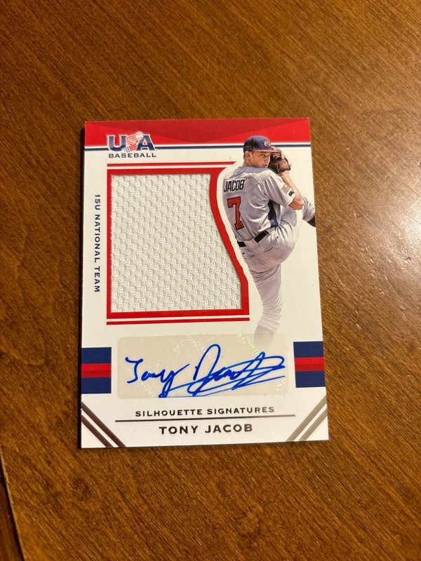 Tony Jacob 2017 USA Baseball Silhouette Game Used Auto #55 15 U National /199 C