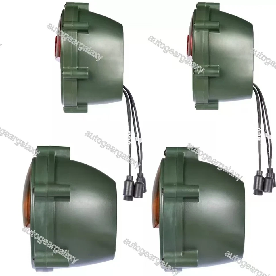 2 luces delanteras compuestas ámbar, 2 luces traseras rojas para Willys Jeep, Humvee, M35, M809 Foto 3 de 4