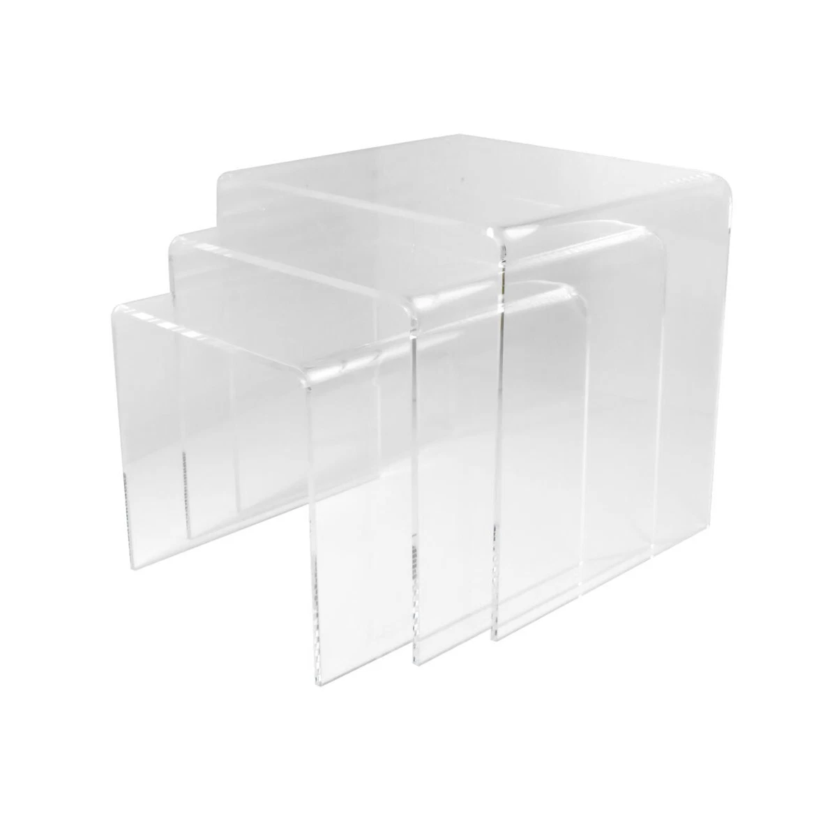 Clear Acrylic Plastic Nest of Tables Easy Clean Living Room Tables