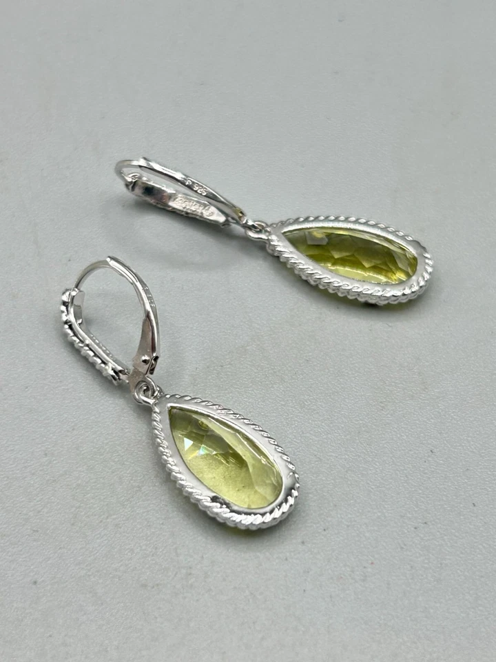 ATELIER Yellow Lemon Quartz Earrings Sterling Silver 925 Drops Dangles Lever Bac - Image 4 of 4