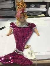 Katherine  s Collection Mermaid fuschia sequin beanbag Wayne Kleski tag 16  flaws
