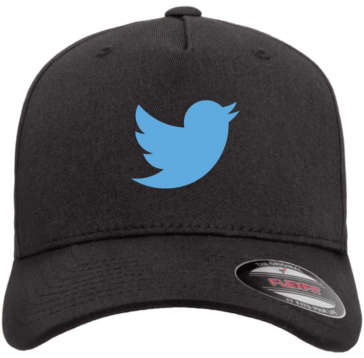 Twitter Icon Logo Tweet Symbol Hat Flexfit Baseball Cap Social Media Emblem
