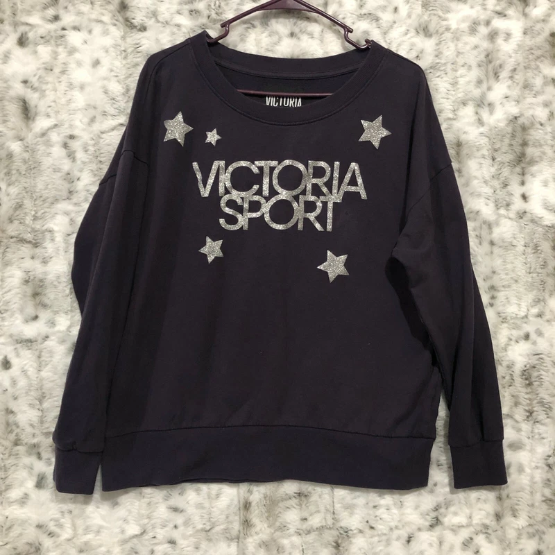 victoria-secret-vs silver glitter logo sweatshirt