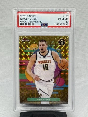 2025 Topps Finest Basketball Gold Geometric Refractor Nikola Jokic #157 PSA 10