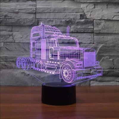 7-Color Change 3D Illusion Table Lamp Truck LED Night Light With Remote Control