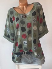 ITALY Gr.44,46,48 Longshirt,Tunika,Bluse,Shirt,Muster,Oversize,Baumwolle,NEU