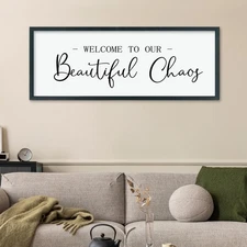 comurdyo Welcome To Our Beautiful Chaos Wall Decor Art 40"X15" for Home Entry...