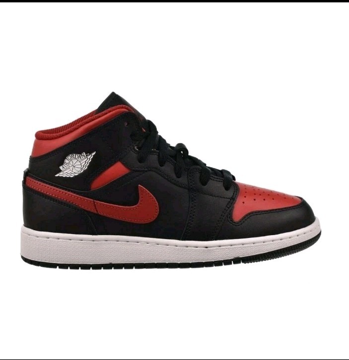 Jordan 1 Mid (GS) Big Kids' 7y/Wms 8.5 Black/Varsity Red-Summit