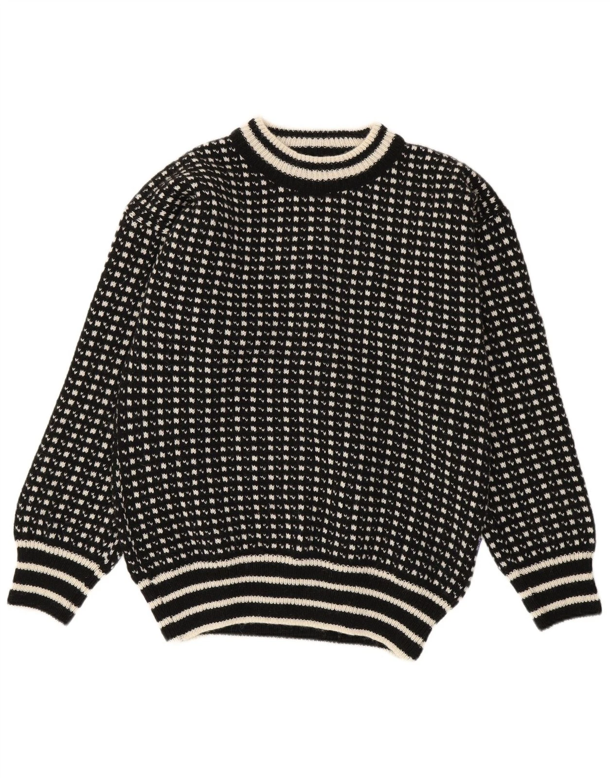 Bratens Mens Boat Neck Jumper Sweater Medium Black Geometric Wool BW30
Opens in a new window or tab
