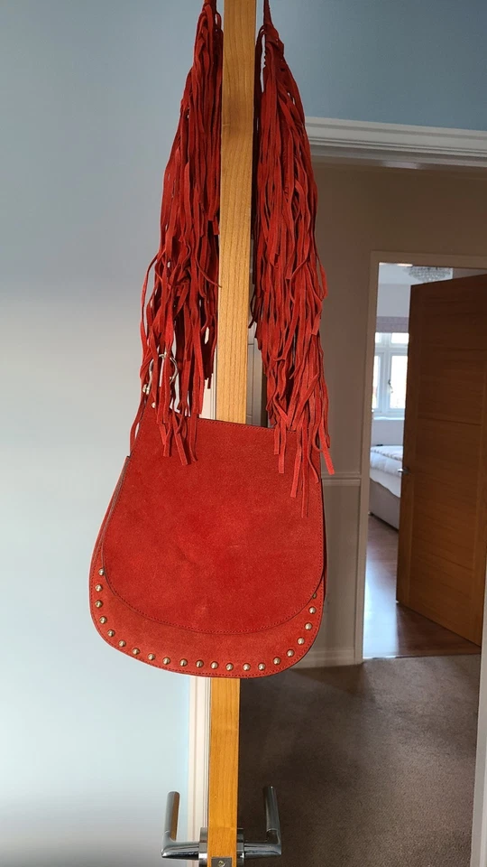 River Island Suede Leather Festival Bag In Burnt Orange - Image 2 of 4