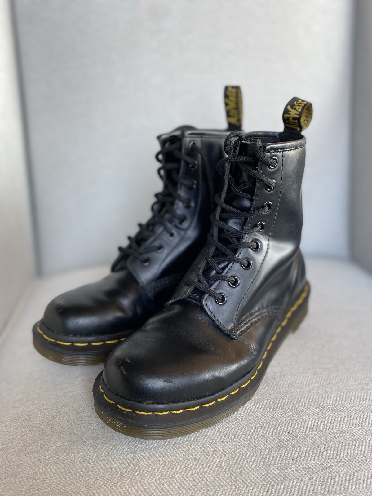 Dr Martens Black Leather Boots Women’s Size 7 AirWair Combat Doc Martens thumbnail 17