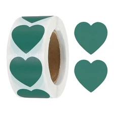 Heart Sticker 1" Self-Adhesive Love Label Dark Green 500 Pcs