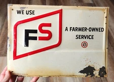 🔥FS Farm Service seed feed advertising metal sign cow dekalb fertilizer dealer