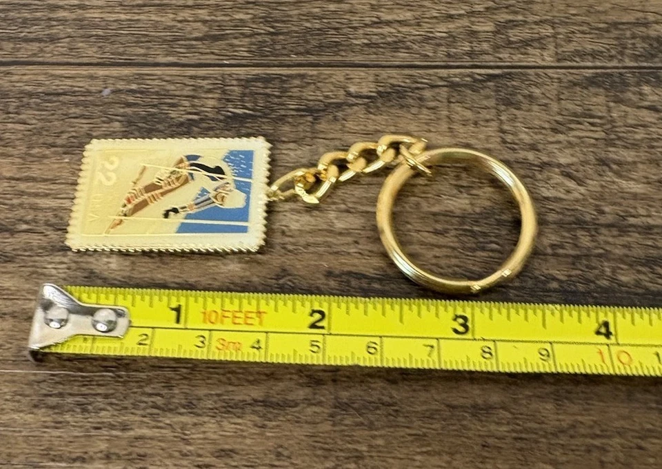 Vintage Winter Olympics 1988 Calgary Alberta 1.5” Metal Keychain Bronze Tone Ski - Image 4 of 4