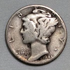 1943 P 10C Mercury Dime, Philadelphia 90% Silver