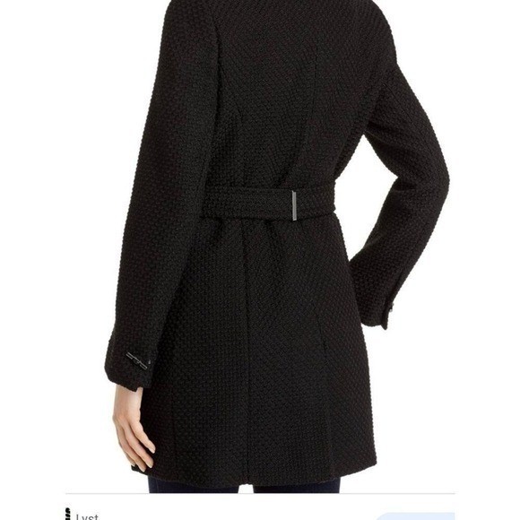 Calvin Klein Black basketweave faux wrap black coat women's size large new!!! image 3