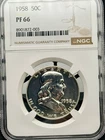 1958 Franklin Half Dollar 50C NGC PF66 Proof 90% Silver Certified