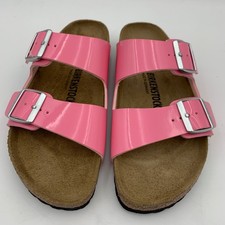 Birkenstock New w/ Box Arizona Patent Candy Pink Black Birko Flor Narrow
